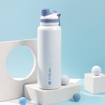 VYBLOOJUG Termo de Acero Doble Pared con Tapa Hermética Blanco