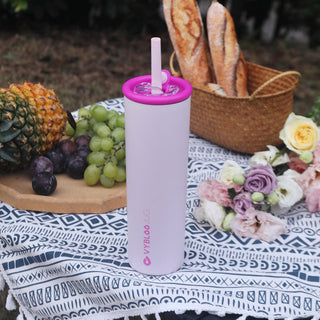 VyblooJug Pétala Termos para Cafe con Pajita y tapa Doble Pico