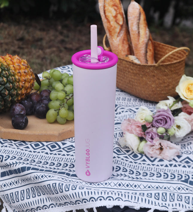 VyblooJug Pétala Termos para Cafe con Pajita y tapa Doble Pico