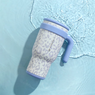 VyblooJug Leopardo Crema Taza de Acero Inoxidable con Tapa y Asa Para uso en Vehículos
