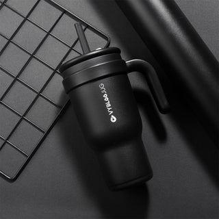 VyblooJug Fizz Sombrío Taza de Acero Inoxidable con Tapa y Asa Para uso en Vehículos