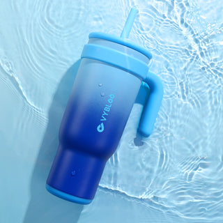 VyblooJug Fizz Azul Taza de Acero Inoxidable con Tapa y Asa Para uso en Vehículos