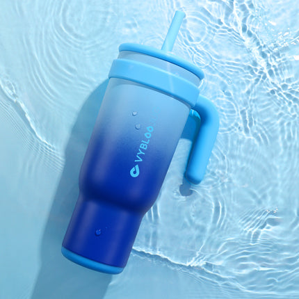 VyblooJug Fizz Azul Taza de Acero Inoxidable con Tapa y Asa Para uso en Vehículos
