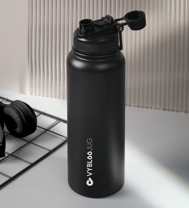 VyblooJug Obsidiana Vaso Termico con Doble Pico con Asa para Transportar