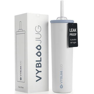 VYBLOOJUG Termo Blanco de Acero Inoxidable con Popote Doble Pared 25oz