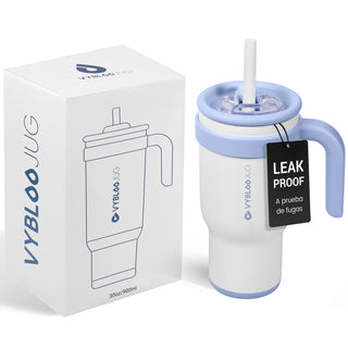 VyblooJug Leche Fría Taza de Acero Inoxidable con Tapa y Asa Para uso en Vehículos