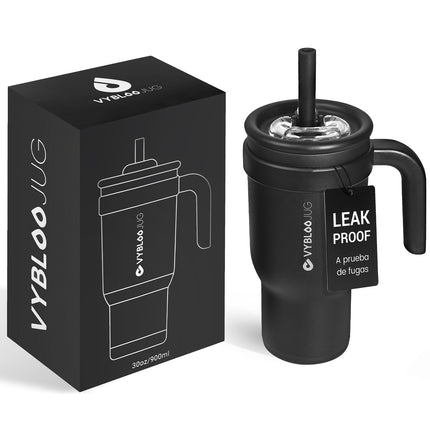 VyblooJug Fizz Sombrío Taza de Acero Inoxidable con Tapa y Asa Para uso en Vehículos