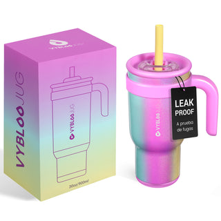 VyblooJug Arcoíris Taza de Acero Inoxidable con Tapa y Asa Para uso en Vehículos