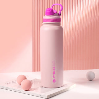 VyblooJug Cuarzo Rosa Vaso Termico con Doble Pico con Asa para Transportar