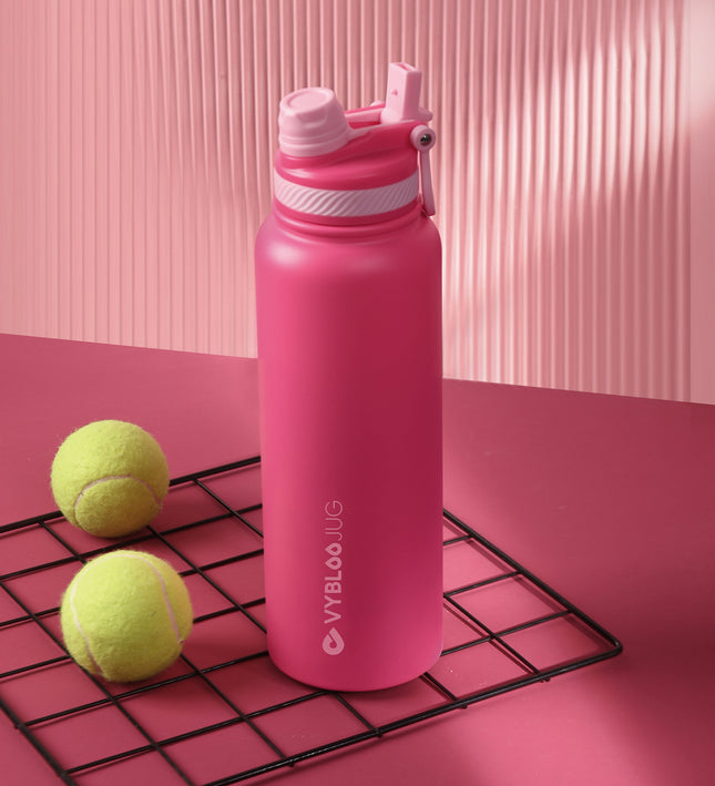 VyblooJug Rubí Vaso Termico con Doble Pico con Asa para Transportar