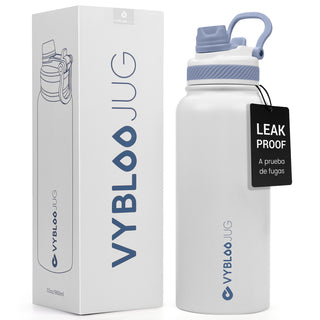 VYBLOOJUG Termo de Acero Doble Pared con Tapa Hermética Blanco