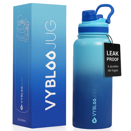 VYBLOOJUG Vaso Térmico con Doble Pared para Aventura Degradado en Azul
