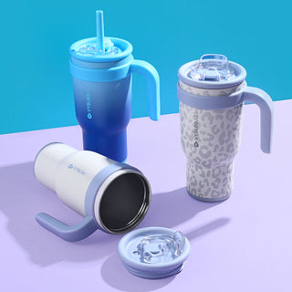 VyblooJug Leche Fría Taza de Acero Inoxidable con Tapa y Asa Para uso en Vehículos