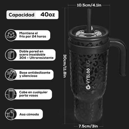 VyblooJug Jaguar Taza de Acero Inoxidable con Tapa y Asa Para uso en Vehículos