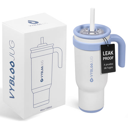 VyblooJug Leche Fría Taza de Acero Inoxidable con Tapa y Asa Para uso en Vehículos