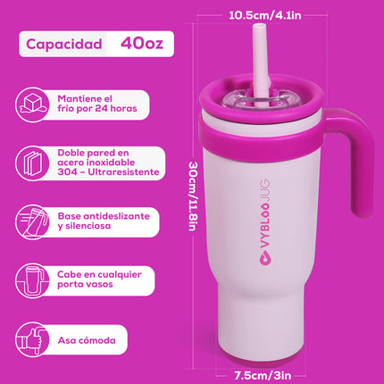 VyblooJug Bayas Flotantes Taza de Acero Inoxidable con Tapa y Asa Para uso en Vehículos