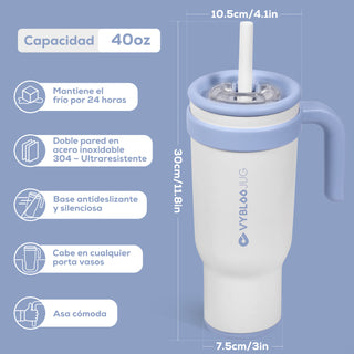 VyblooJug Leche Fría Taza de Acero Inoxidable con Tapa y Asa Para uso en Vehículos
