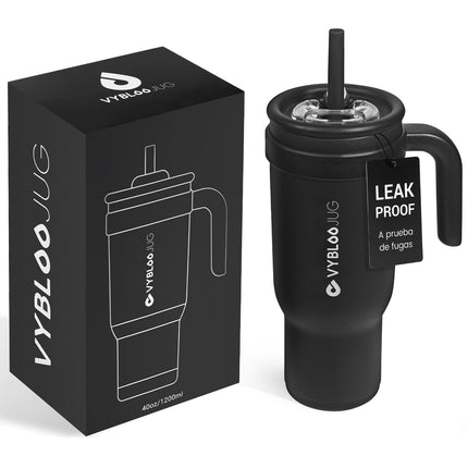 VyblooJug Fizz Sombrío Taza de Acero Inoxidable con Tapa y Asa Para uso en Vehículos