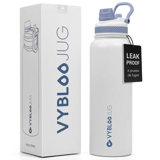 VYBLOOJUG Termo de Acero Doble Pared con Tapa Hermética Blanco