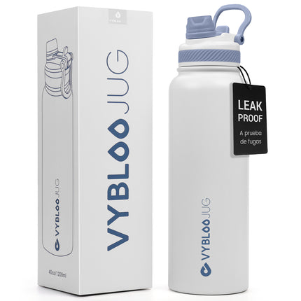 VYBLOOJUG Termo de Acero Doble Pared con Tapa Hermética Blanco