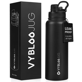 VYBLOOJUG Termo con Tapa Hermética para Deporte y Montaña Negro