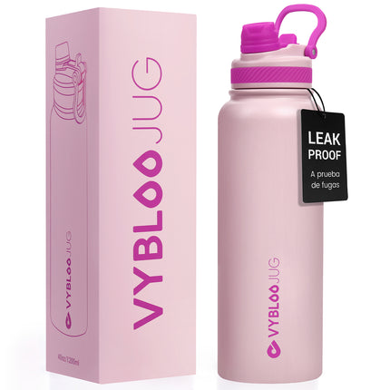 VYBLOOJUG Termo Grande de Doble Pared para Bebidas Frías y Calor Rosa