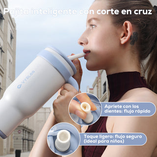 VyblooJug Leche Fría Taza de Acero Inoxidable con Tapa y Asa Para uso en Vehículos