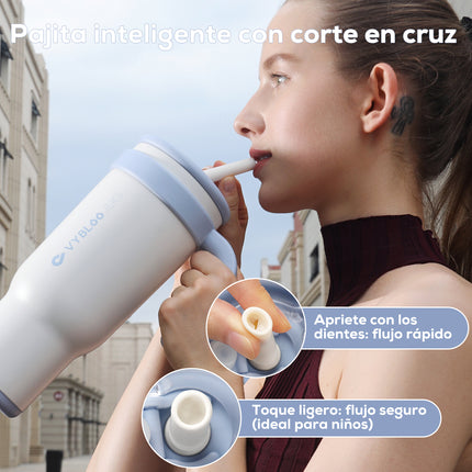 VyblooJug Leche Fría Taza de Acero Inoxidable con Tapa y Asa Para uso en Vehículos