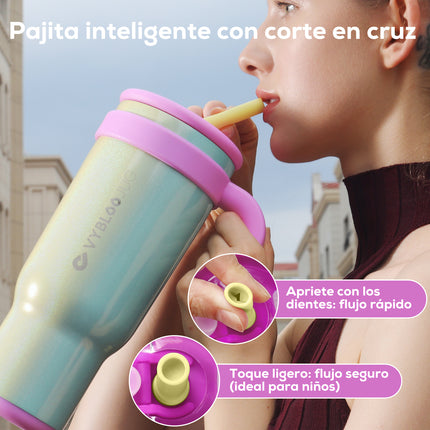 VyblooJug Arcoíris Taza de Acero Inoxidable con Tapa y Asa Para uso en Vehículos