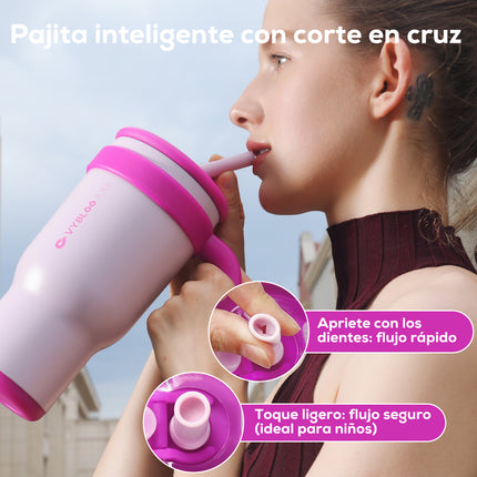 VyblooJug Bayas Flotantes Taza de Acero Inoxidable con Tapa y Asa Para uso en Vehículos
