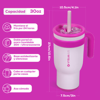 VyblooJug Bayas Flotantes Taza de Acero Inoxidable con Tapa y Asa Para uso en Vehículos