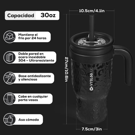 VyblooJug Jaguar Taza de Acero Inoxidable con Tapa y Asa Para uso en Vehículos