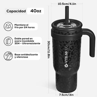 VyblooJug Jaguar Taza de Acero Inoxidable con Tapa y Asa Para uso en Vehículos