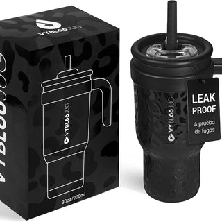 VyblooJug Jaguar Taza de Acero Inoxidable con Tapa y Asa Para uso en Vehículos