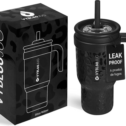 VyblooJug Jaguar Taza de Acero Inoxidable con Tapa y Asa Para uso en Vehículos