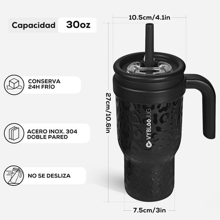 VyblooJug Jaguar Taza de Acero Inoxidable con Tapa y Asa Para uso en Vehículos