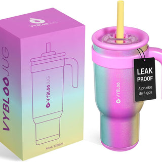 VyblooJug Arcoíris Taza de Acero Inoxidable con Tapa y Asa Para uso en Vehículos