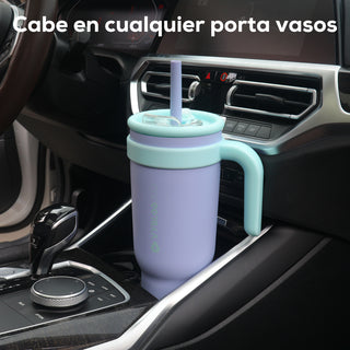 VyblooJug Bayas Aurora Taza de Acero Inoxidable con Tapa y Asa Para uso en Vehículos