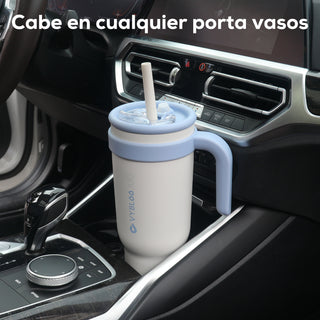 VyblooJug Leche Fría Taza de Acero Inoxidable con Tapa y Asa Para uso en Vehículos
