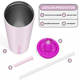 VYBLOOJUG Vaso Térmico de Acero Inoxidable con Calor/Frí 25oz Rosa