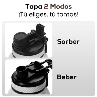 VYBLOOJUG Termo con Popote Tapa Hermética Degradado en Blanco y Negro