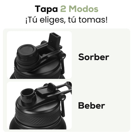 VYBLOOJUG Termo con Tapa Hermética para Deporte y Montaña Negro