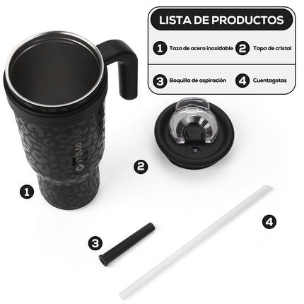 VyblooJug Jaguar Taza de Acero Inoxidable con Tapa y Asa Para uso en Vehículos