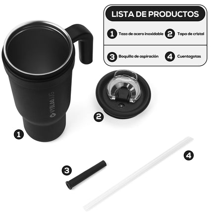 VyblooJug Fizz Sombrío Taza de Acero Inoxidable con Tapa y Asa Para uso en Vehículos