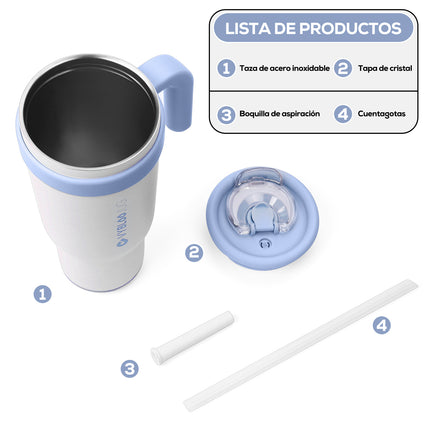 VyblooJug Leche Fría Taza de Acero Inoxidable con Tapa y Asa Para uso en Vehículos