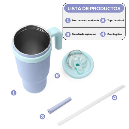VyblooJug Bayas Aurora Taza de Acero Inoxidable con Tapa y Asa Para uso en Vehículos