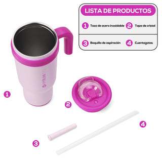 VyblooJug Bayas Flotantes Taza de Acero Inoxidable con Tapa y Asa Para uso en Vehículos