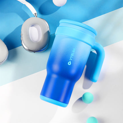 VyblooJug Fizz Azul Taza de Acero Inoxidable con Tapa y Asa Para uso en Vehículos