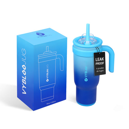 VyblooJug Fizz Azul Taza de Acero Inoxidable con Tapa y Asa Para uso en Vehículos