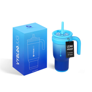 VyblooJug Fizz Azul Taza de Acero Inoxidable con Tapa y Asa Para uso en Vehículos